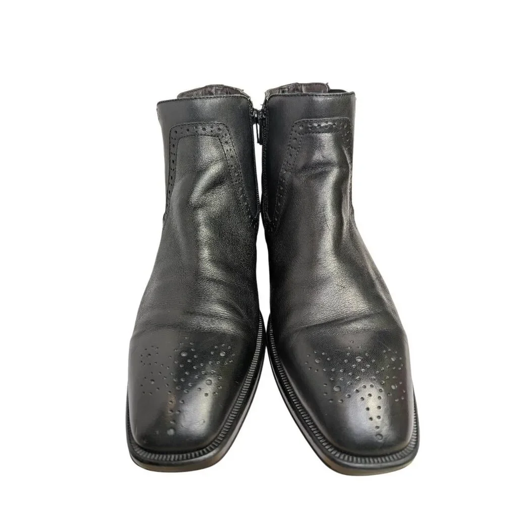 Johnston & Murphy Black leather Chelsea wingtip ankle boots mens 9